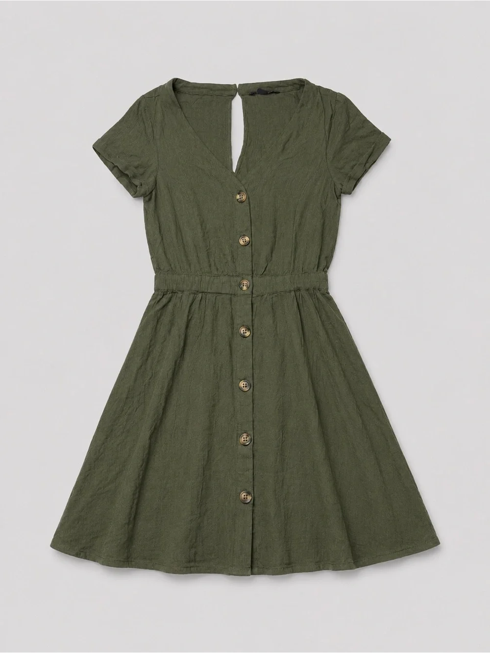 American Eagle Outfitters Women's Olive Green Button-Front Midi Dress Petite